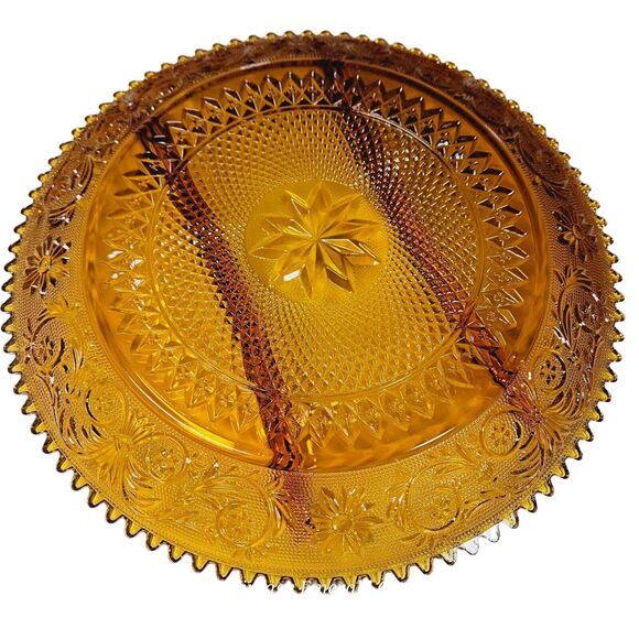 Vintage Indiana Glass Tiara Divided Platter Scalloped Edge Sandwich Relish Tray - Picture 6 of 12